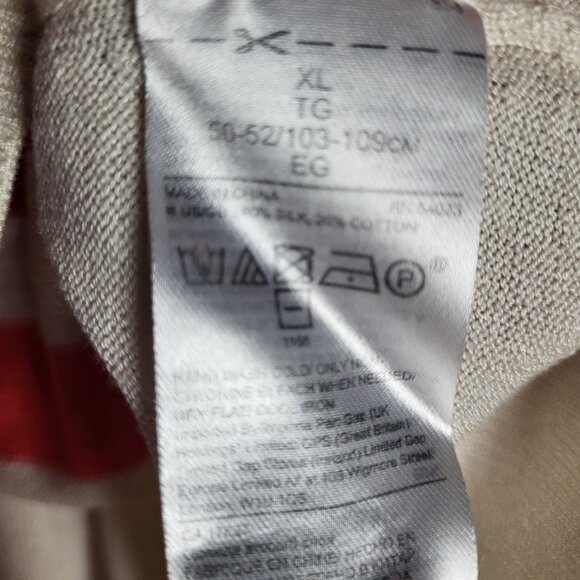 Banana Republic Silk Blend Sweater Women's XL Blue REd White Striped Lightweight - Picture 9 of 9